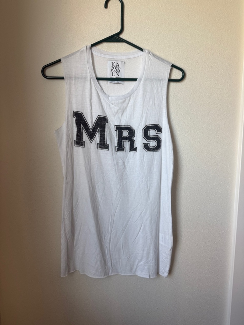 White Sleeveless 'MRS' Graphic Tank